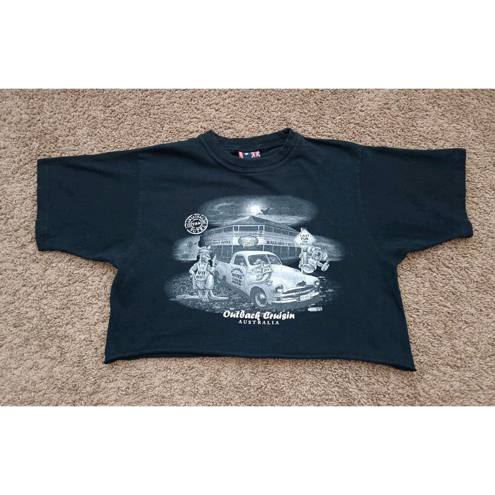 Australia Outback Cruisin Graphic T-Shirt Black Short Sleeve Women's Small